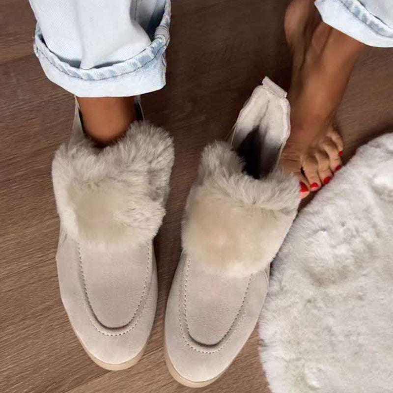 Fur Winter Loafers Flat-soled Snow Boots
