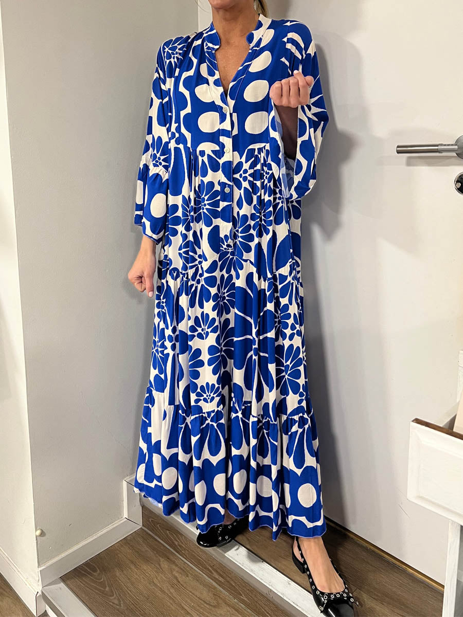 Printed Long Sleeve Loose Maxi Dress