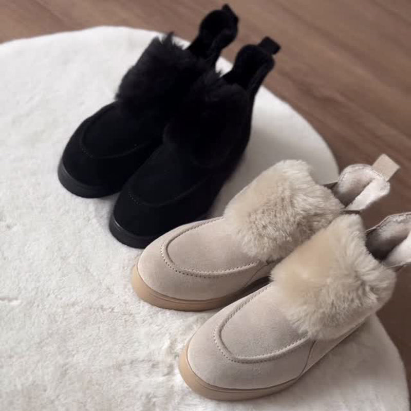 Fur Winter Loafers Flat-soled Snow Boots