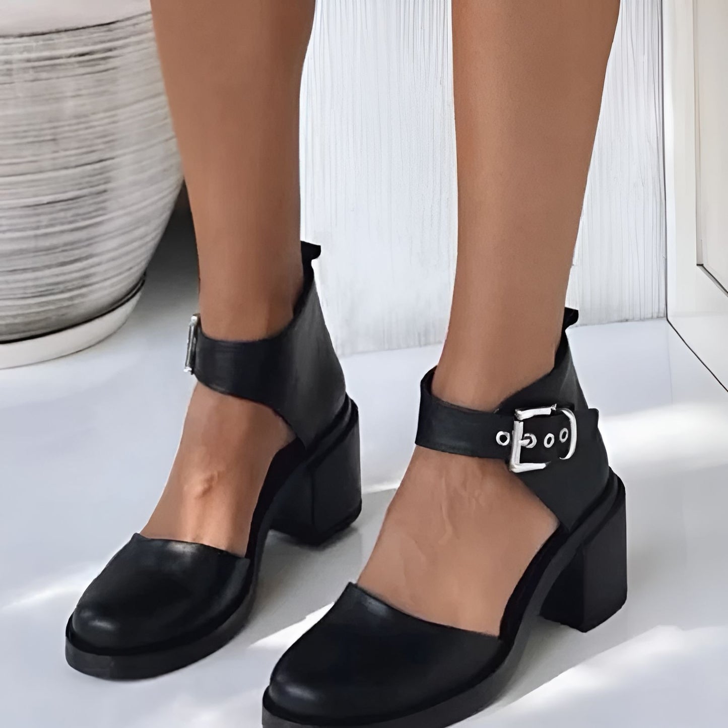 Thick Heel Round-toe Sandals Pumps