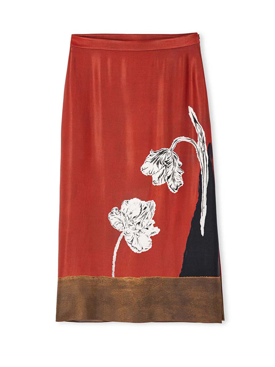 Floral Print Midi Skirt