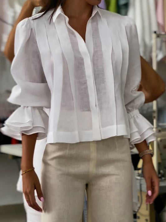 Puff Sleeve Pleated Blouse