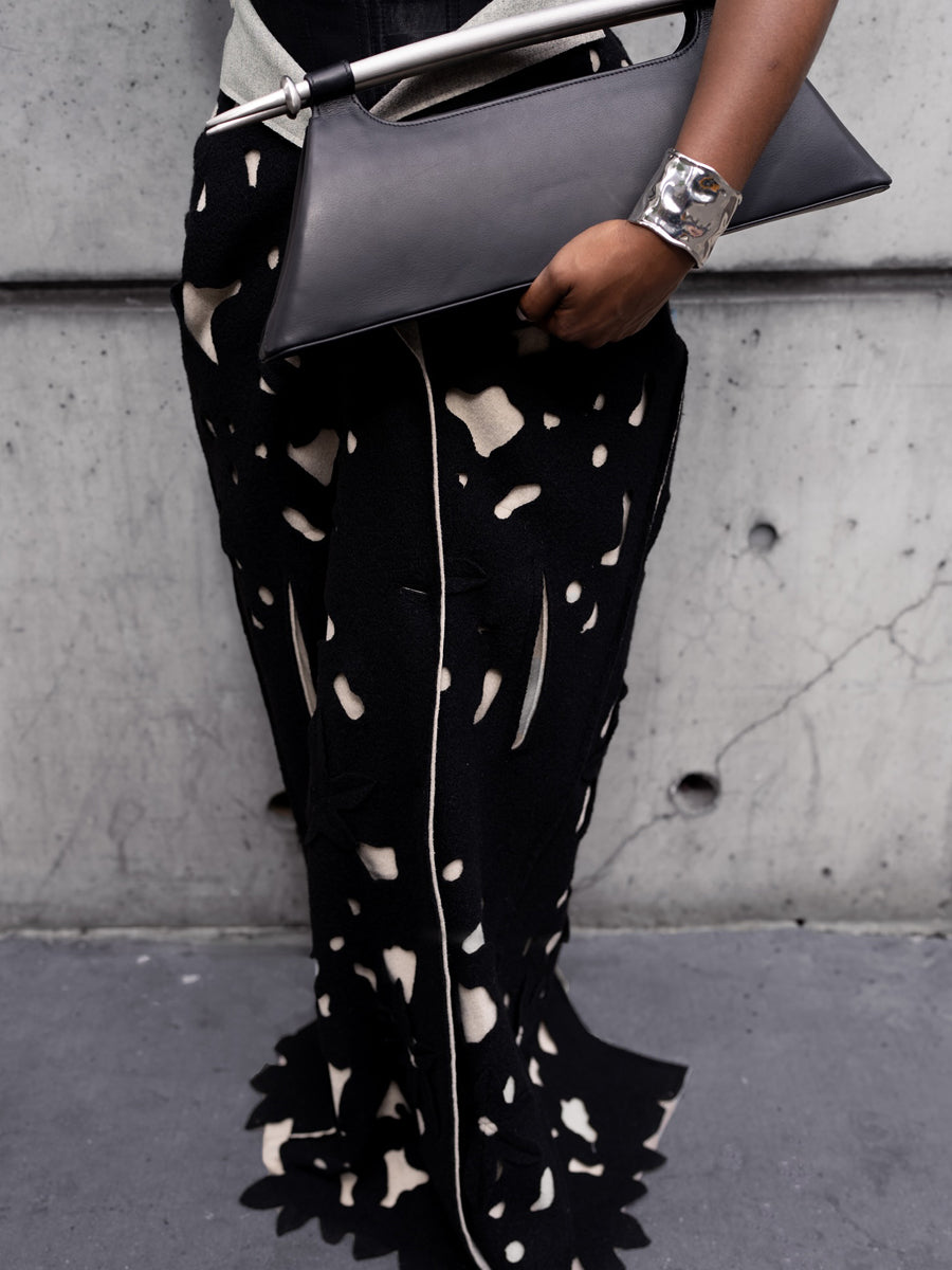 Floral Appliqués Single-breasted Cutout Coat