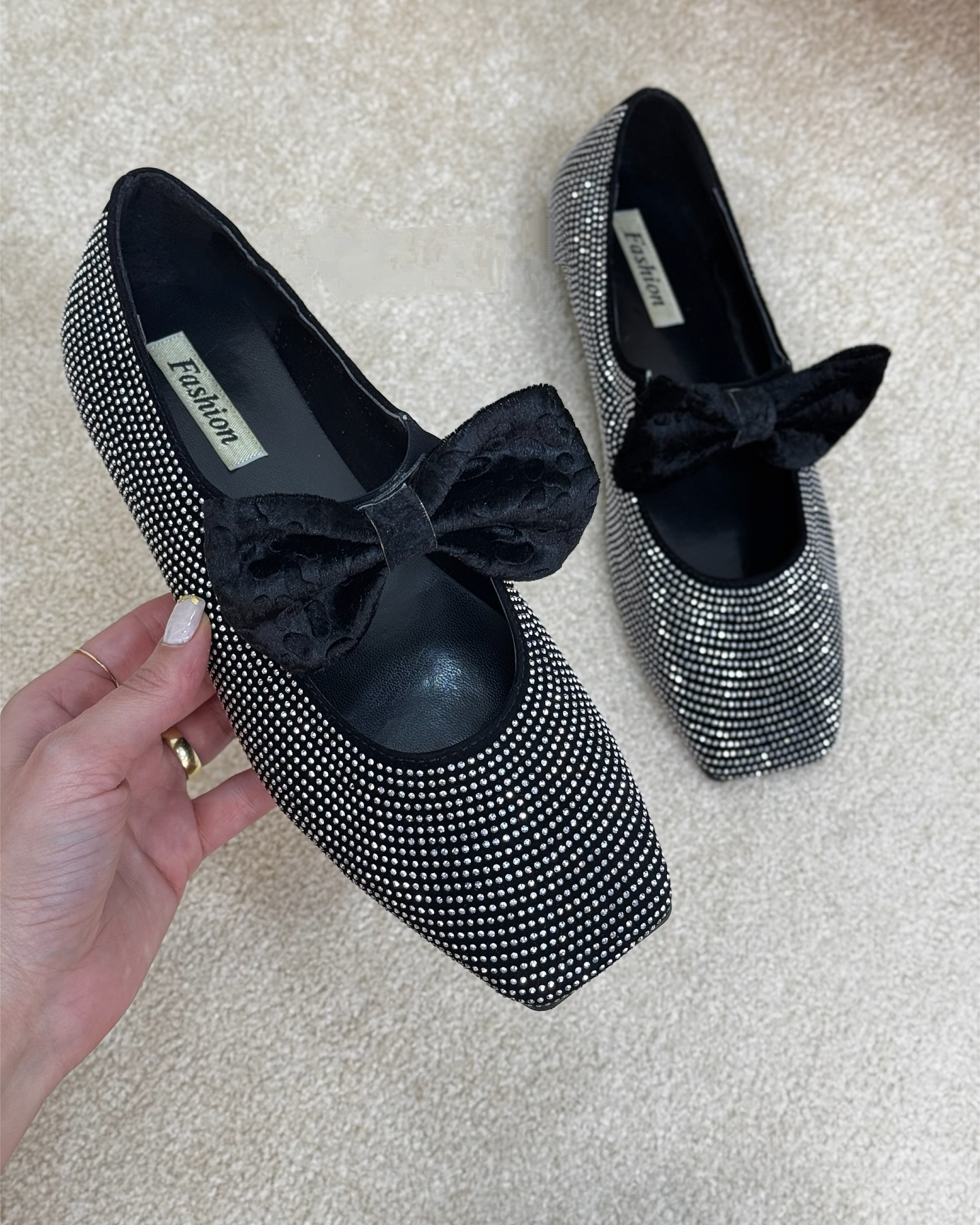 Fashion Sparkly Bow Flats