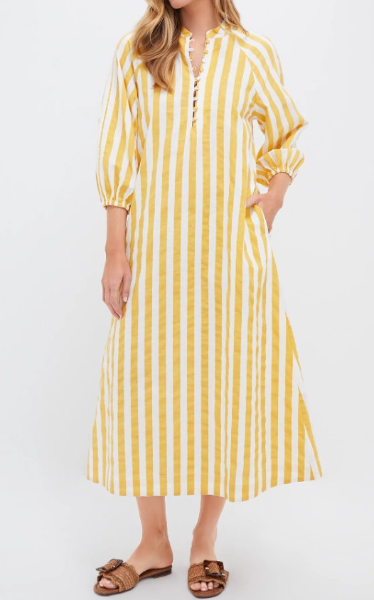 Lemon Yellow Striped Vacation Dress