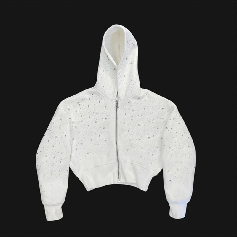 Super sparkly rhinestone zip-up hoodie