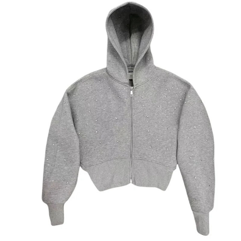 Super sparkly rhinestone zip-up hoodie