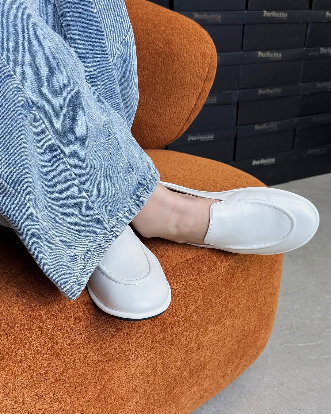 White soft leather slippers