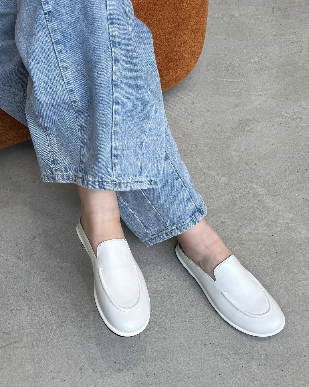 White soft leather slippers