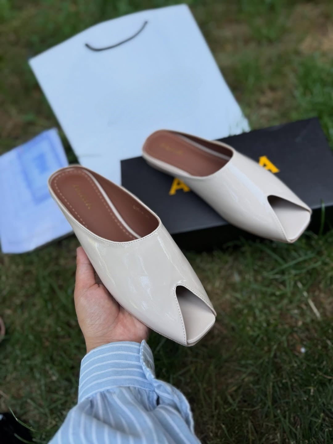 Shiny Soft Leather Slippers