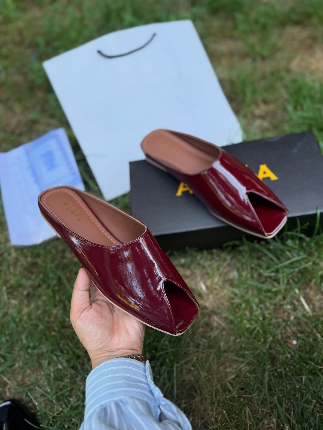 Shiny Soft Leather Slippers