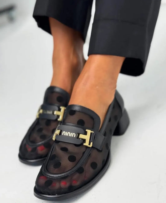 Women's Polka Dot Mesh Slip-On Shoes