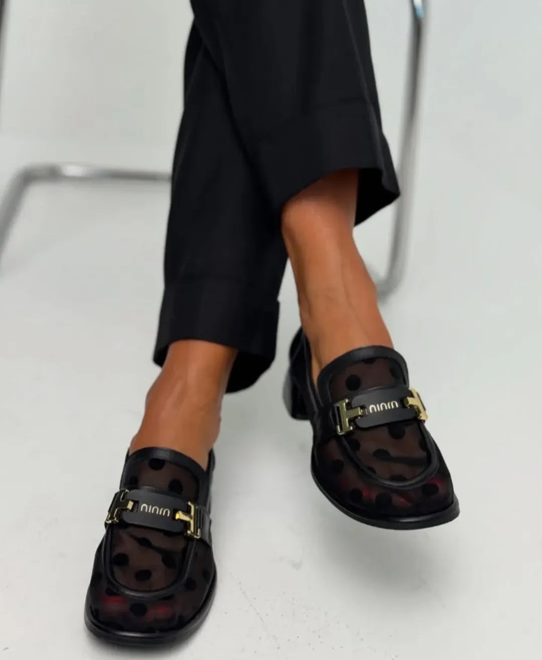 Women's Polka Dot Mesh Slip-On Shoes