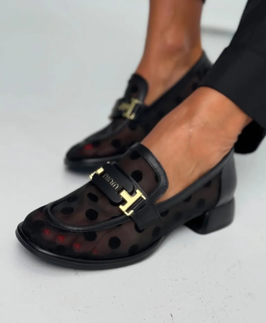 Women's Polka Dot Mesh Slip-On Shoes