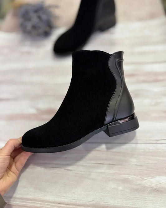 Women's Black Suede Leather Ankle Boots