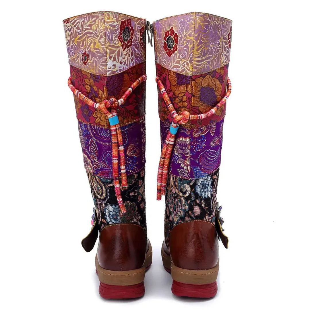 Vintage printed women's boots