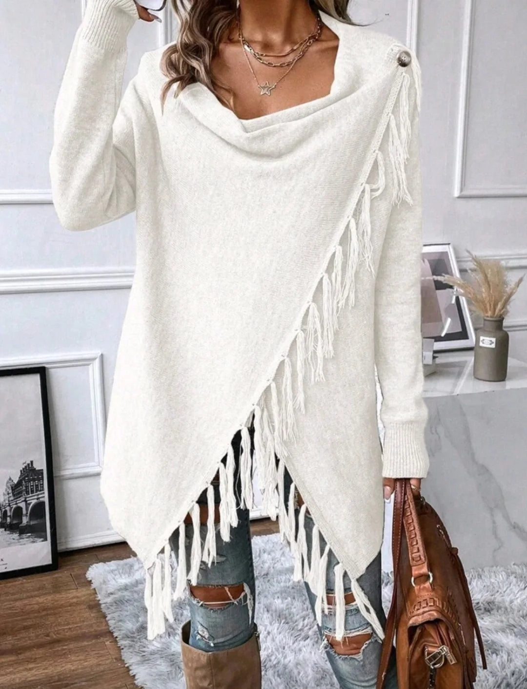 Classic Tassel Women's Knit Cardigan Top