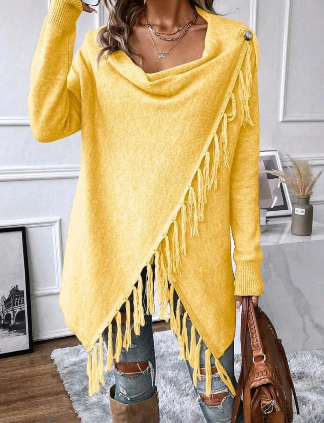 Classic Tassel Women's Knit Cardigan Top