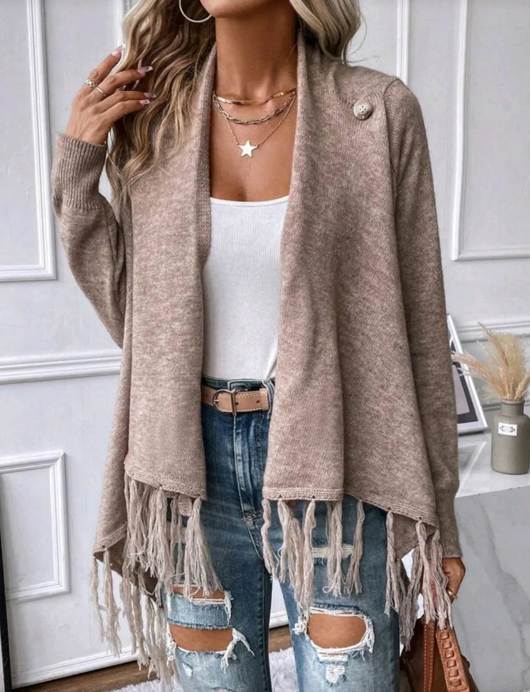 Classic Tassel Women's Knit Cardigan Top
