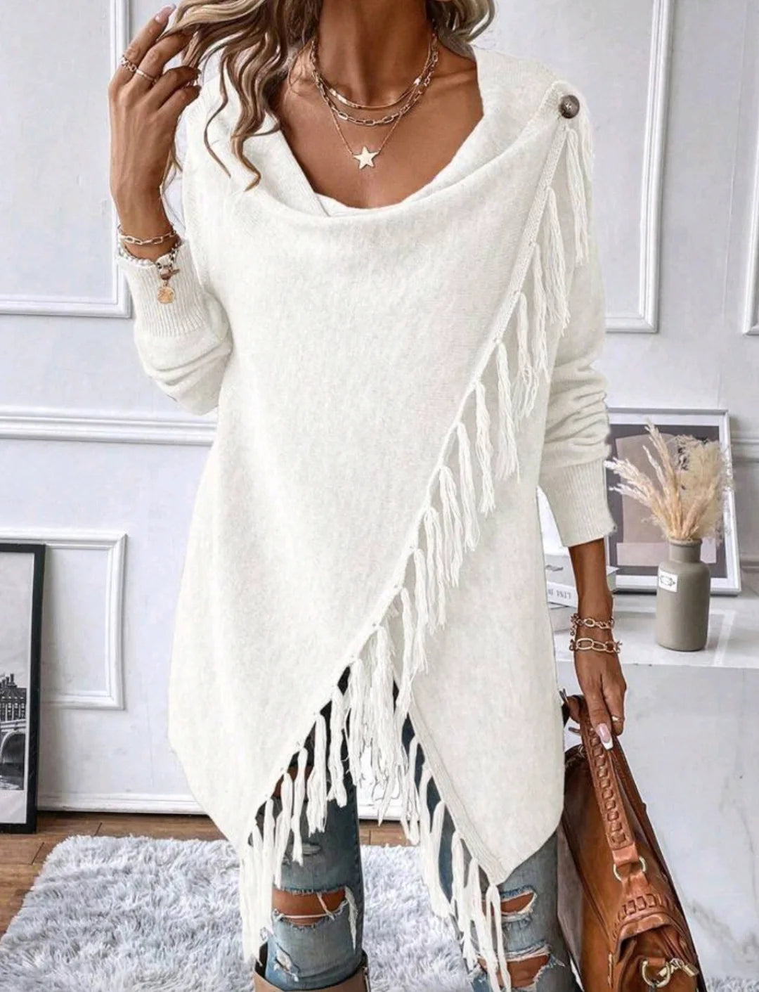 Classic Tassel Women's Knit Cardigan Top