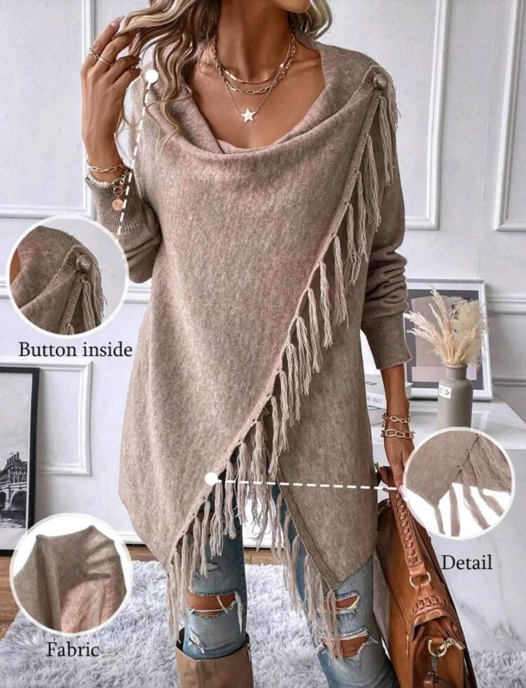 Classic Tassel Women's Knit Cardigan Top