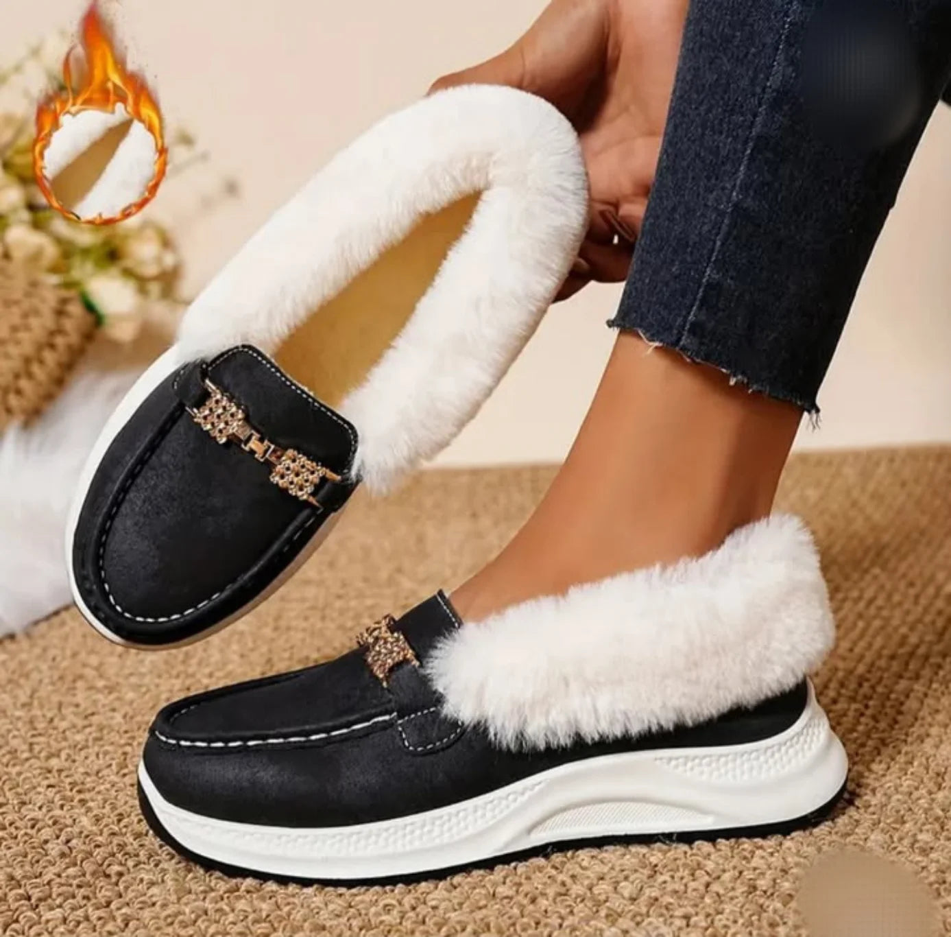 Women's warm and comfortable slip-on shoes