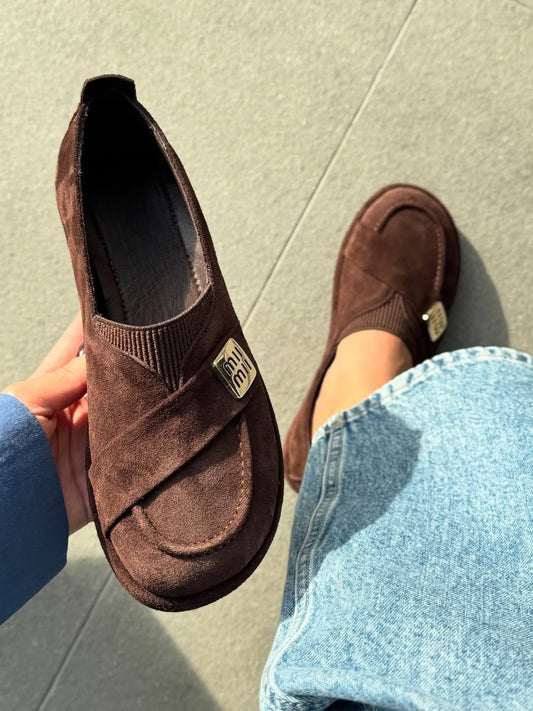 Suede slip-on women's shoes